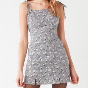 URBAN OUTFITTERS Sugar+L!ps Gingham Daisy Retro Style Mini Dress Size Small